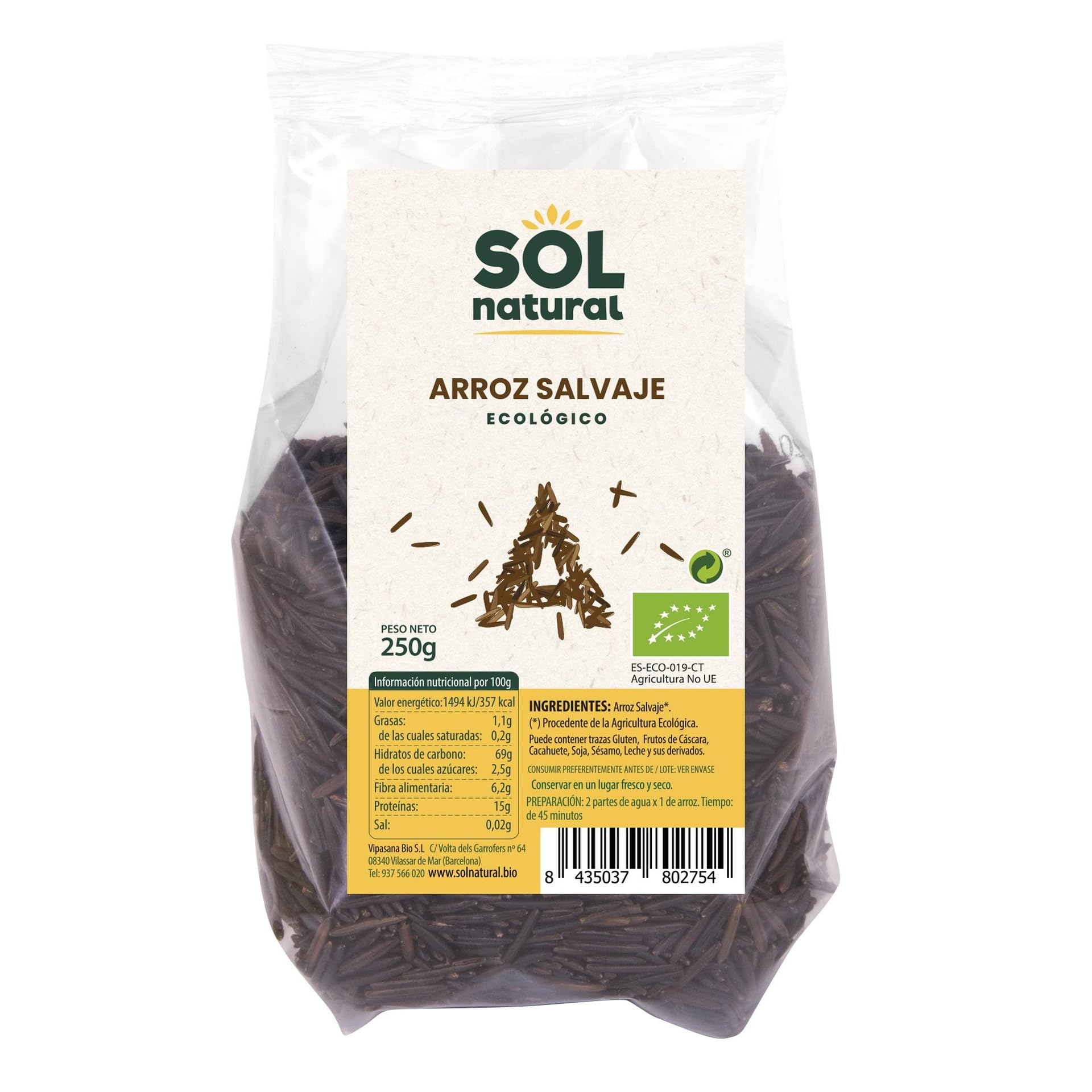 Arroz salvaje bio 250 g Sol Natural