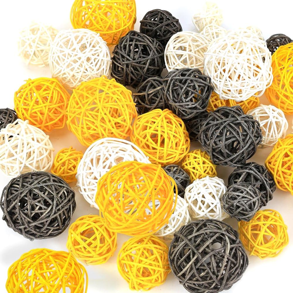 CTRLZS 42PCS Rattan Balls, Bowl Fillers Wicker Balls Decorative Orbs Spheres Vase Fillers for Home Wedding Table Centerpieces