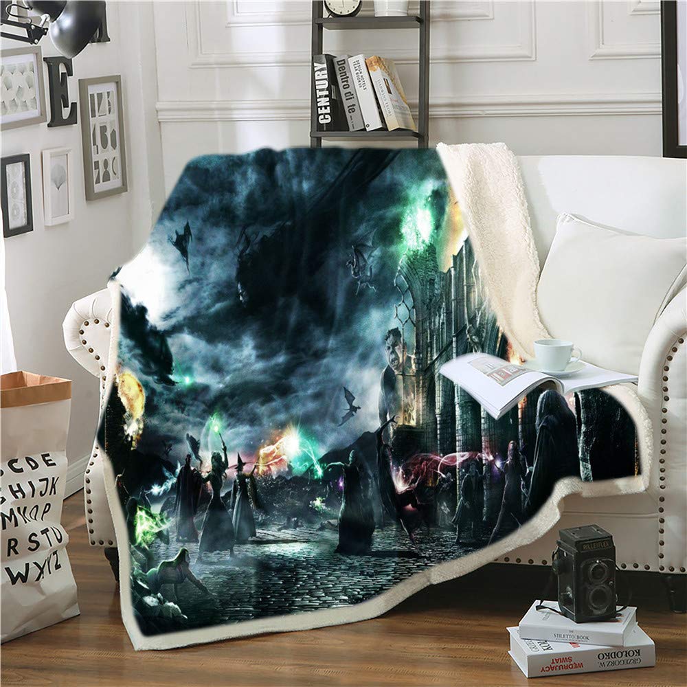 Couverture Harry Potter en polaire microfibre 150x200 cm pour lit et canapé