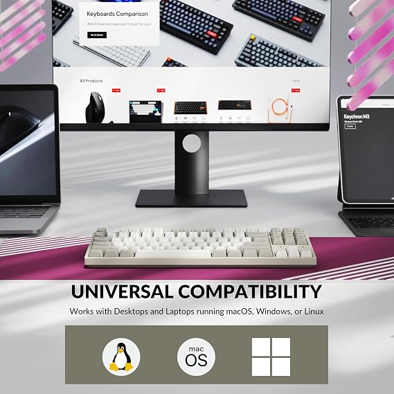 Keychron C1 Pro 8K QMK Custom Wired Mechanical Keyboard, Launcher Support with Hot-Swappable Silent Red Switch TKL Layout, PBT Keycaps Compatible for Mac Windows Linux
