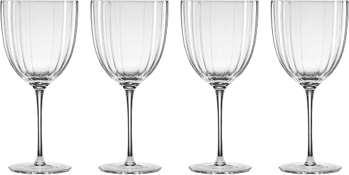 Lenox Curva All-Purpose Wine Glasses, 18oz, Set of 4 | mouth-blown glass, dishwasher safe | elegant hosting gift for gatherings | 8.5 inch, 18oz, gift for women