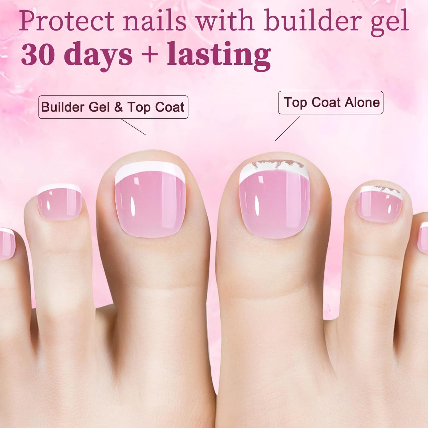 Press on Toenails French Tip Toe Nails 120Pcs Soft Gel X Toe Nail Tips Short Toe Nail Tips Press on Toenails for Women with Toe Nail Kit (HJ-NT090-02, 120pcs)