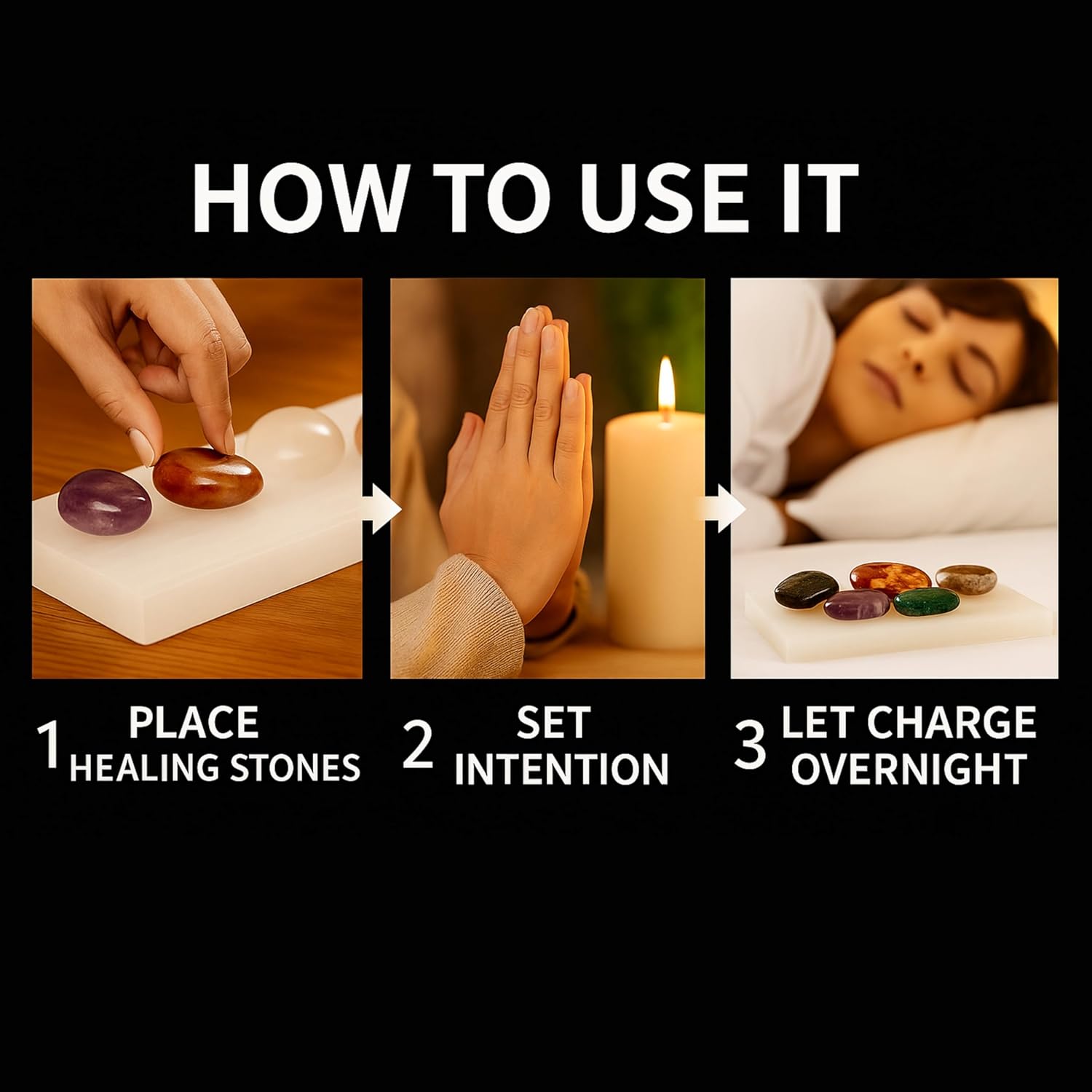 Om Zone Large Selenite Bowl Polished Selenite Crystal Charging Station for Cleansing and Charging Crystals Collection of Crystals and Healing Stones 4" Oval 2pack