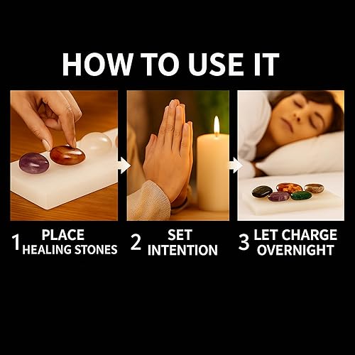 Miniatura 6 de Selenite Bowl - Estación de carga de cristal de selenita pulido octogonal de 4 pulgadas para limpiar y cargar cristales y colección de cristales y