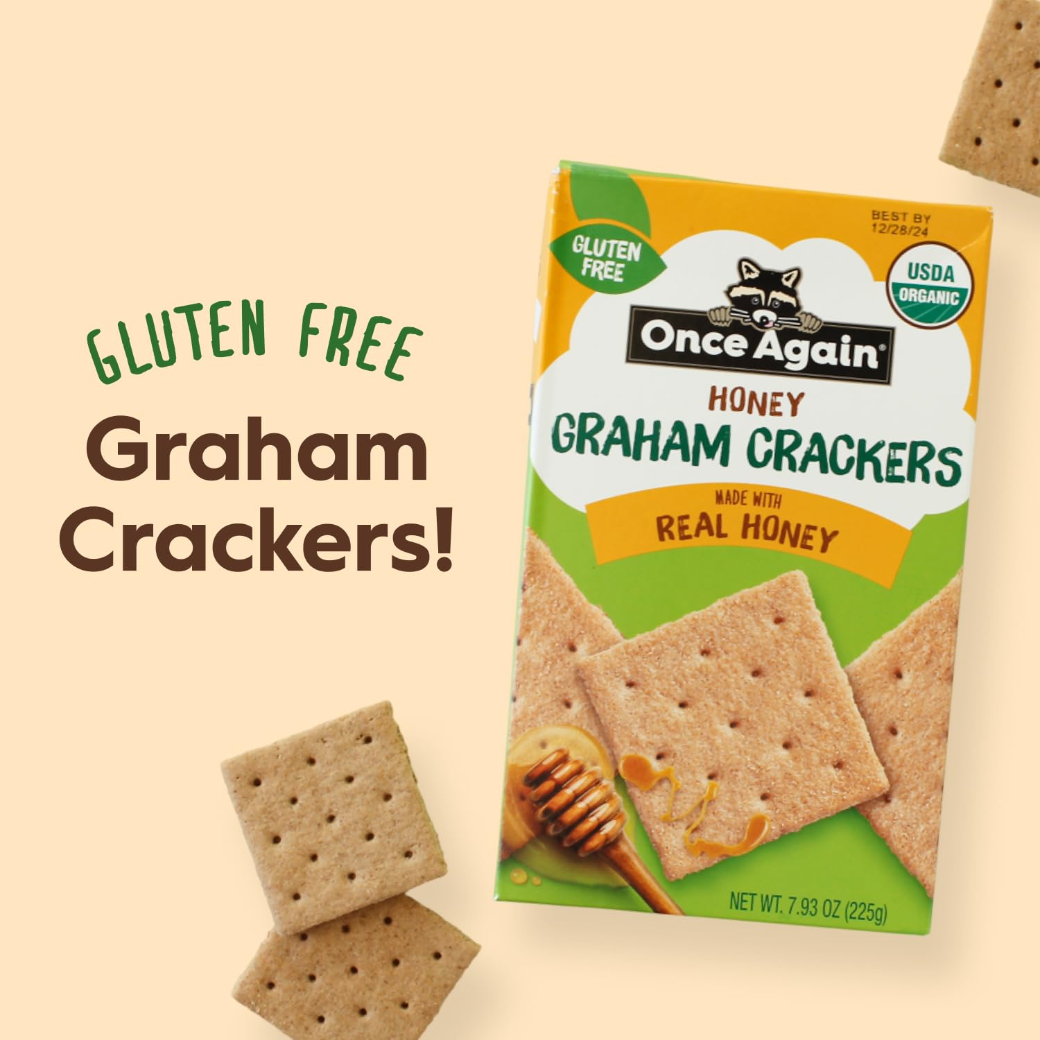 Once Again Honey Graham Crackers - Gluten Free Graham Crackers Made with Real Organic Honey, Small Batch Organic Snacks, Non-GMO, 7.93 oz image 3