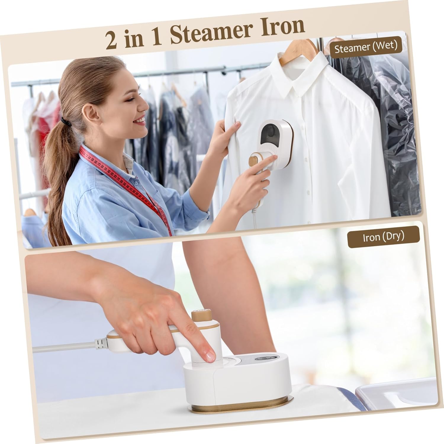Travel Steam Iron Handheld Portable Ironing Machine Dry Wet Steam Rotating Us Plug Compact for Clothes