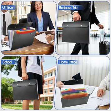 File Organiser Box File Folder,13 Pockets Document Organisers,Concertina Files Expanding Folders for Paperwork A4 Paper Bill Receipt,Accordion Filing Box, Matte Coloured