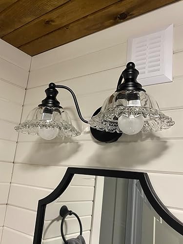 Miniatura 2 de Lámparas de tocador negras para baño de granja, 2 lámparas de tocador