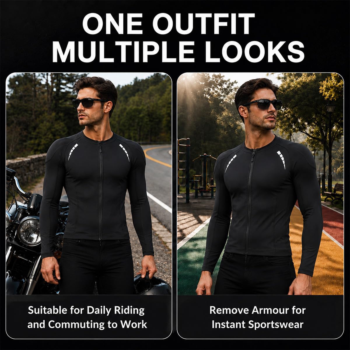 Ensemble veste pantalon moto homme, équipement CE pour trajets quotidiens | Panneaux Mesh Respirants, Protections Amovibles Épaules Coudes Dos, Design Léger et Détails Réfléchissants Pour La Conduite