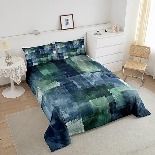 Miniatura 3 de Erosebridal Edredón de color verde degradado, tamaño matrimonial, color turquesa, teñido anudado, acuarela, edredón estético, graffiti, hippie,