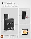 SONGMICS Poubelle Cuisine Tri Sélectif 2 x 30L, 2 Seaux en Plasatique, avec 15 Sacs Poubelles, Pédales en Métal, Couvercles, Poignées, Fermeture en Douceur, Hermétique, Noir LTB60BK - 5