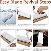 Vista 19 de Yaxa Basics Whetstone - Afilador de cuchillos de piedra húmeda de doble cara grano 400/1000 con antideslizante, 1 pieza, base de bambú, negro