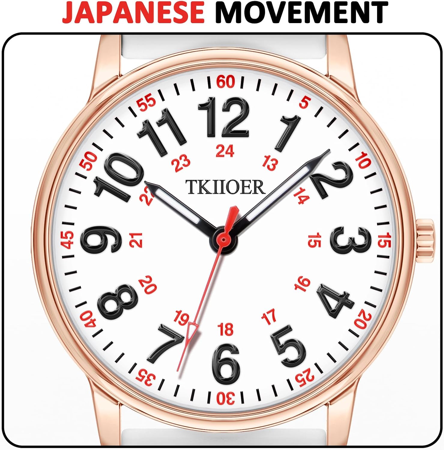 Nurse Watch for Nurse Medical Professionals Students Women Men, 50M Waterproof 12/24 Hour Military Time Luminous Easy Read Dial, Second Hand Watch for Nursing - Image 2