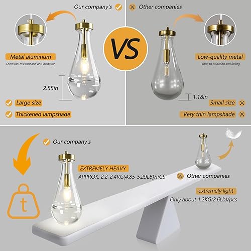 Miniatura 3 de Juego de 3 lámparas colgantes con forma de gota de lluvia, para isla de cocina, lámparas colgantes de cristal sólido transparente, lámparas modernas