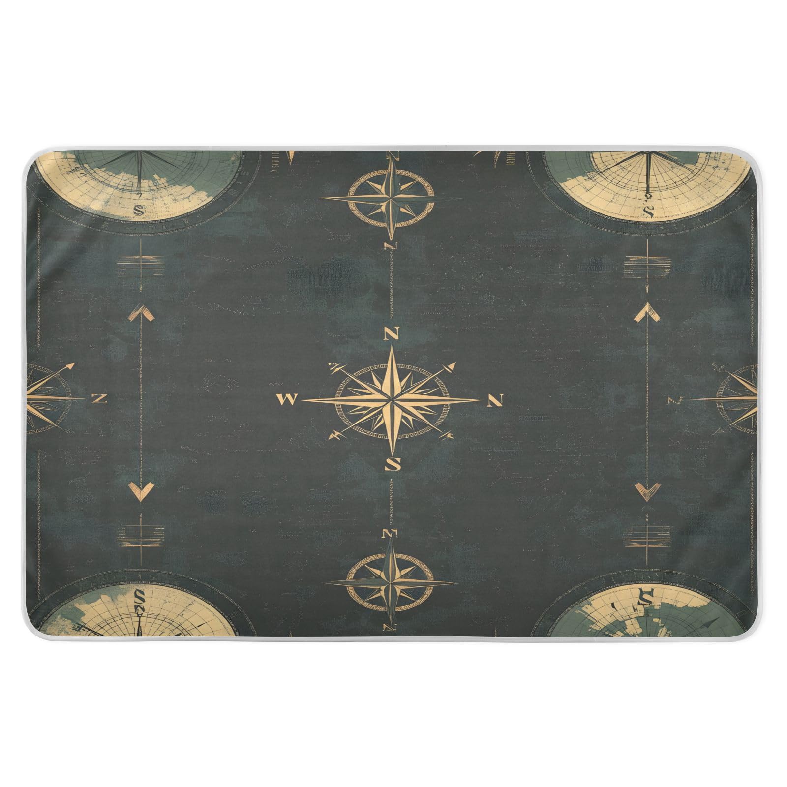 BOESI Doodle Compass Pattern Waterproof Pads for Bedwetting and Incontinence, Reusable Pads, Reusable Diaper Pads for Bed, Sofa, Travel