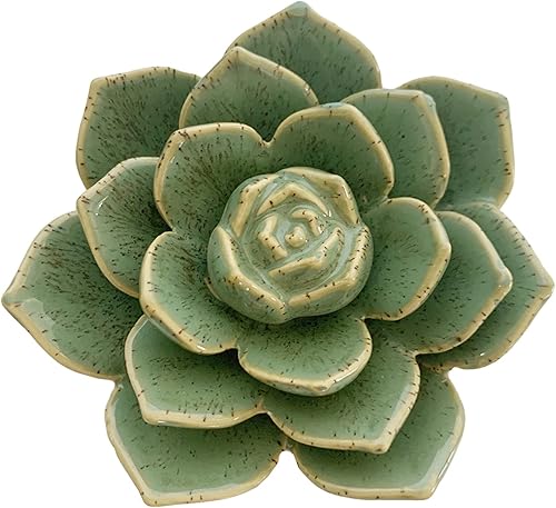 Vista 25 de Mesa de cerámica suculenta flores con base estable, mesa decorativa hecha a mano 3D (Cactus)