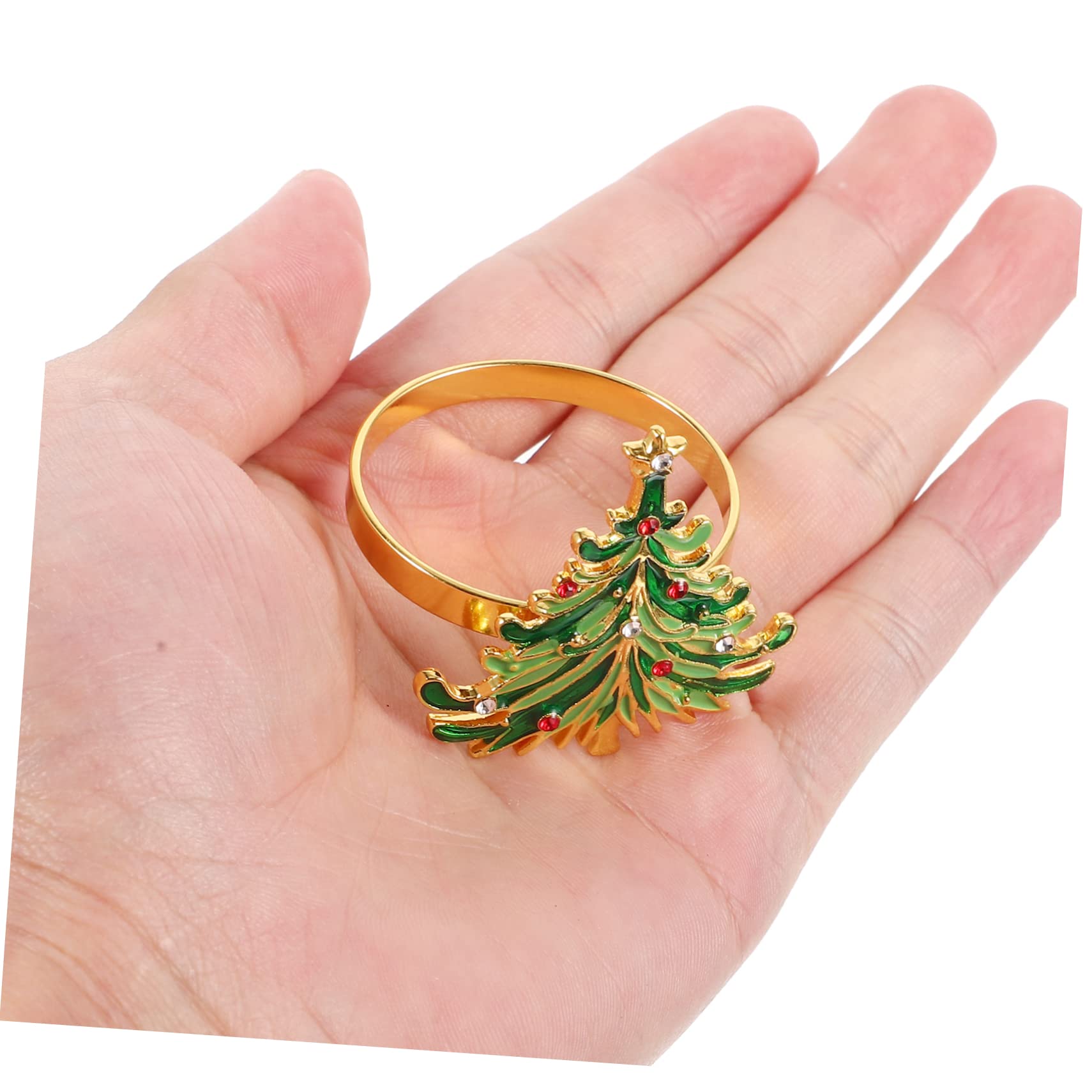 Cabilock 30 Pièces Rond De Serviette Fermoirs pour Serviettes Ronds De Serviette De Saison Faux Décor De Table De Sapin De Noël Décorations De Table De Noël Porte-Serviettes Métal