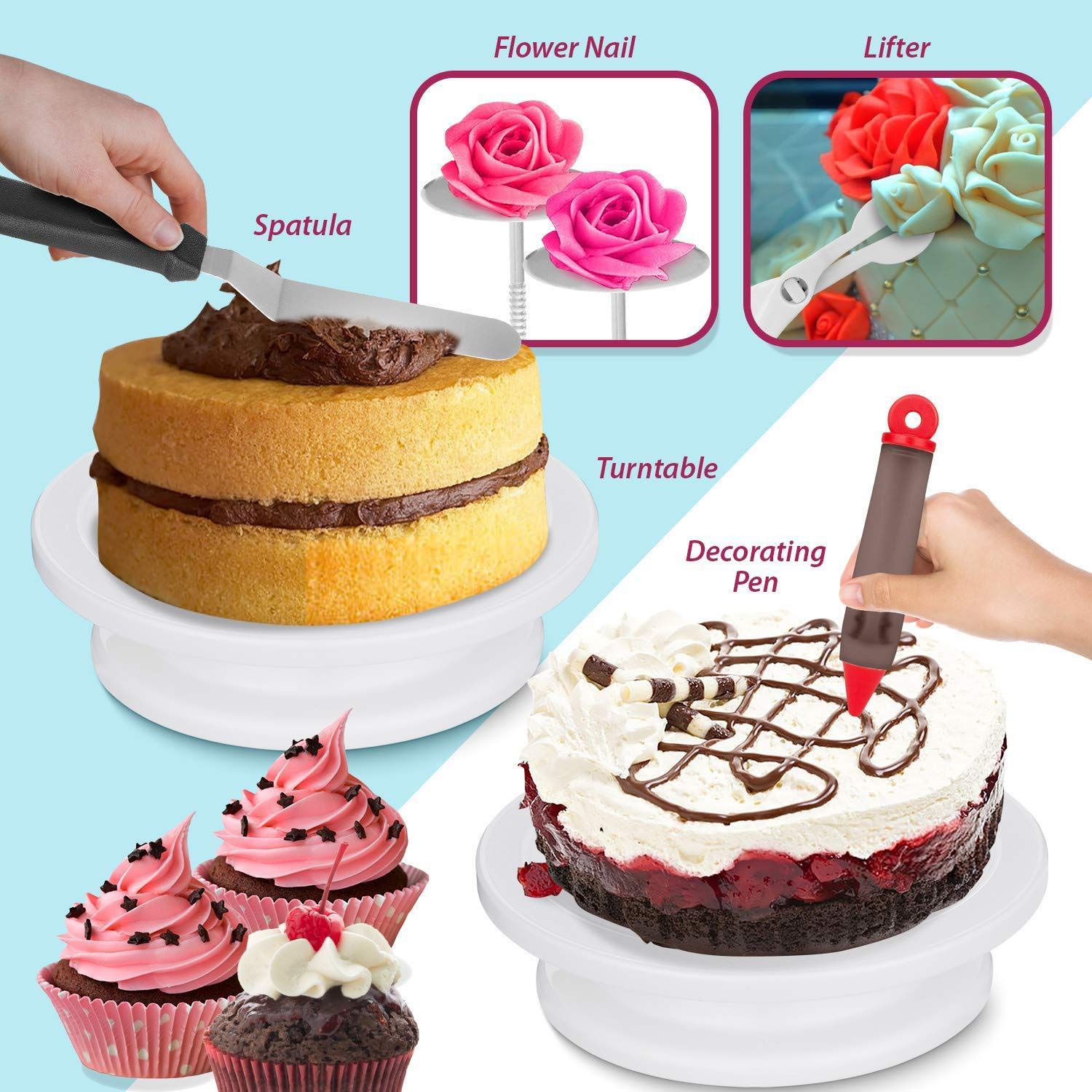 164Pcs Kit per decorazione di torte Forniture per cottura in acciaio inossidabile al silicone Strumenti per la preparazione di dessert per professionisti e principianti