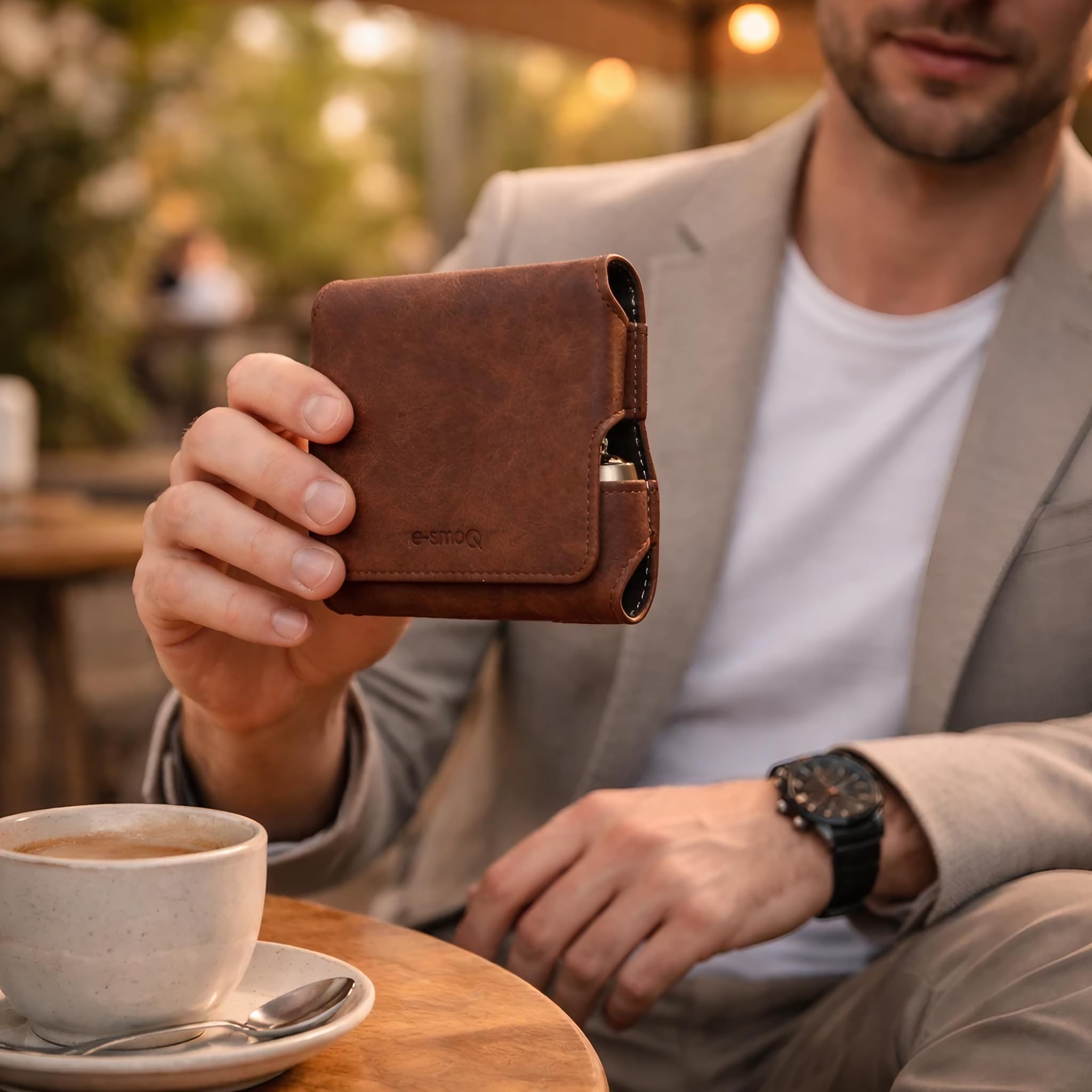 Custodia per IQOS ILUMA & ILUMA i – Custodia compatibile con accessori IQOS, pratica custodia per bastoncini di tabacco TEREA, mini posacenere o estrattore da ricamo (marrone)
