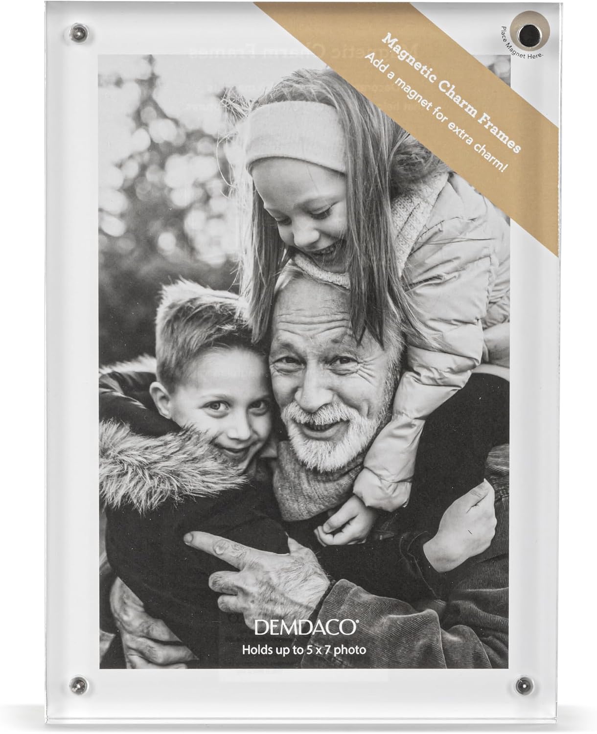 DEMDACO Meaningful Moments Collection Magnetic Charm Frame 5 x 7 Rectangle White Acrylic Versatile Photo Display with Customizable Feature