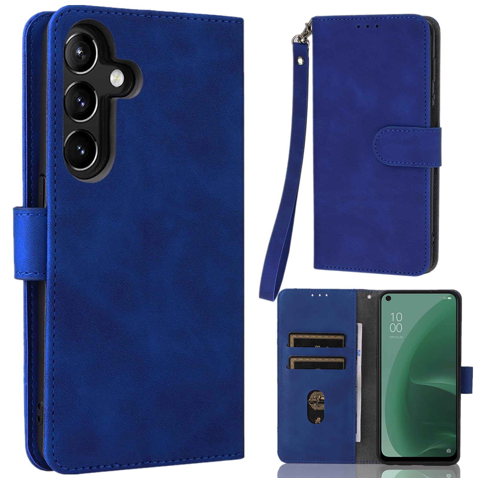 Galaxy S25 SC-51F ケース 手帳型 【ストラップ 一本付】 適用 GalaxyS25 SCG31 手帳型 ギャラクシー S25 スマホケース ギャラクシーS25 ケース ぎゃらくしー エス25 SC 51F 手帳 case Heofuixt スタンド ストラップ付き 窓口式 カード入れ マグネット 手帳ケース カードケース つや消し 落ち着いた色 ネイビー
