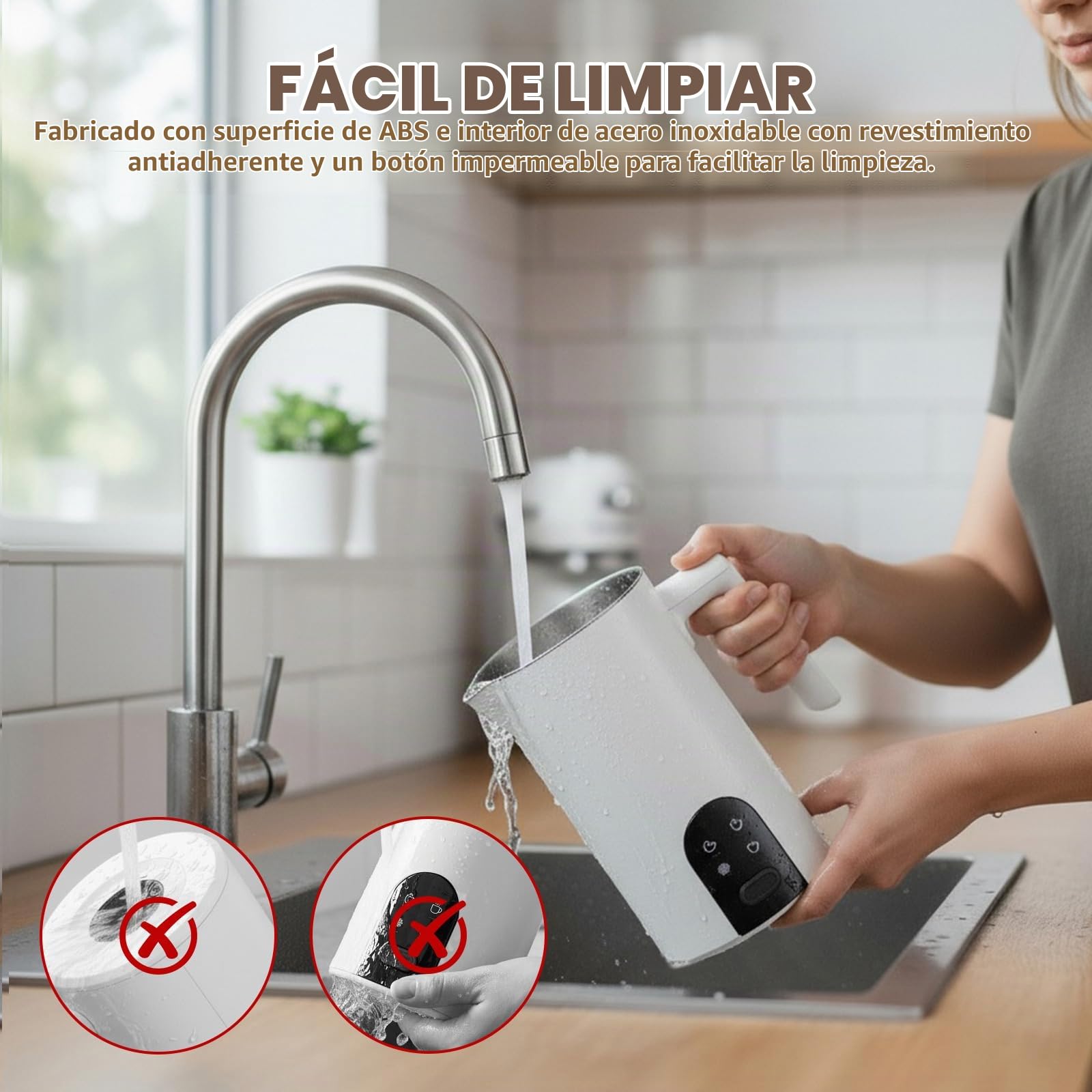 Espumador De Leche Eléctrico 4 En 1: Espumador Automático Para Leche Caliente Y Fría, Apagado Automático, Diseño En Acero Inoxidable, Funcionamiento Silencioso Para Chocolate Caliente (Blanco)