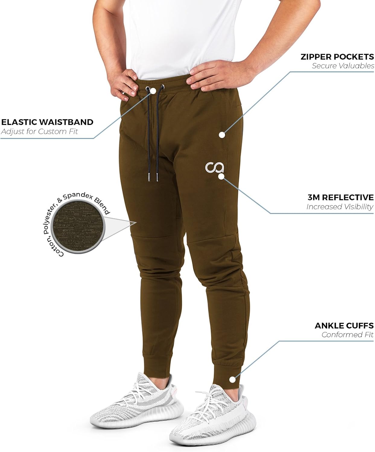 Contour Men’s Sweatpants with Pockets Zipper, Cruise Sweatpants for Men, Joggers for Men Slim Fit, Mens Joggers for Workout at  Men’s Clothing store