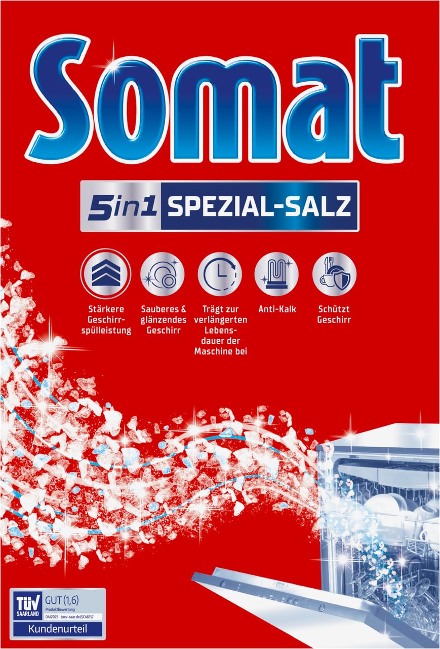 Komplett-Set für strahlendes Geschirr und gepflegte Maschine: SOMAT 3in1 Caps, Duo Power Gel, Spezial-Salz, Klarspüler, Maschinenreiniger & Deo – kraftvoll, Kalkschutz, Glanz und Frische in einem