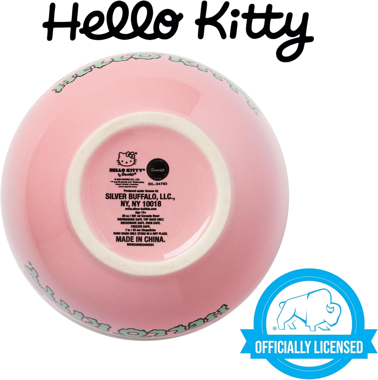 Silver Buffalo Sanrio Hello Kitty Halloween Spooky Frankenstein Ceramic Ramen Bowl with Chopsticks, Microwave Safe, 20 Ounces - Image 7