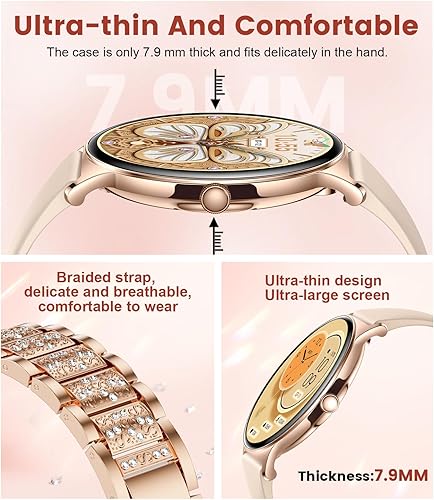 Miniatura 2 de LIGE Reloj inteligente para mujer (2 bandas), 1.43 pulgadas HD AMOLED Slim Smartwatch para Android iOS, rastreador de fitness con más de 120 modos