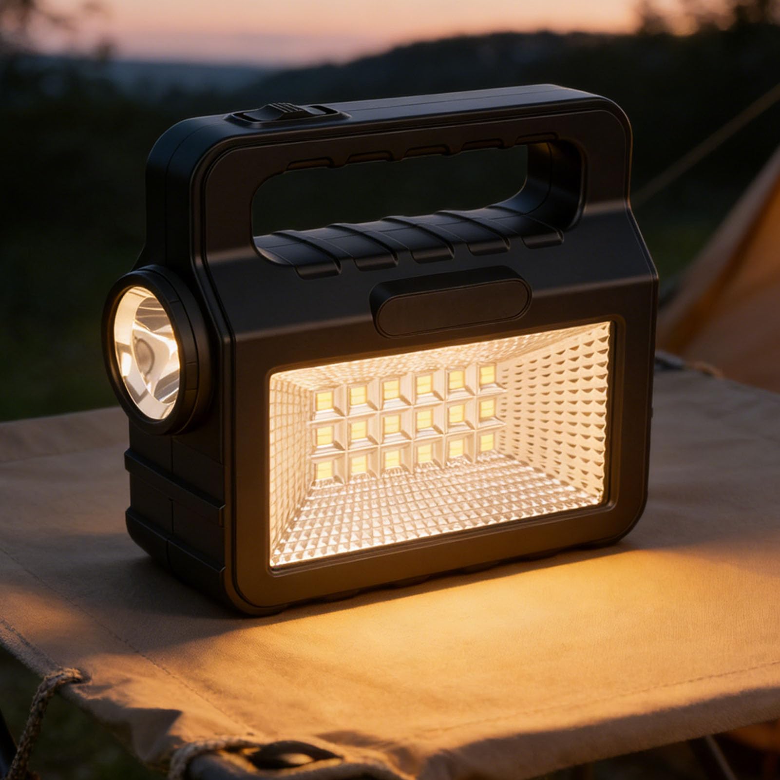 Portable Solar Power Generator, Multifunctional Large Capacity Lighting Solar Panel Power Station with LED Lights for Camping Home Emergency Outdoor Activities