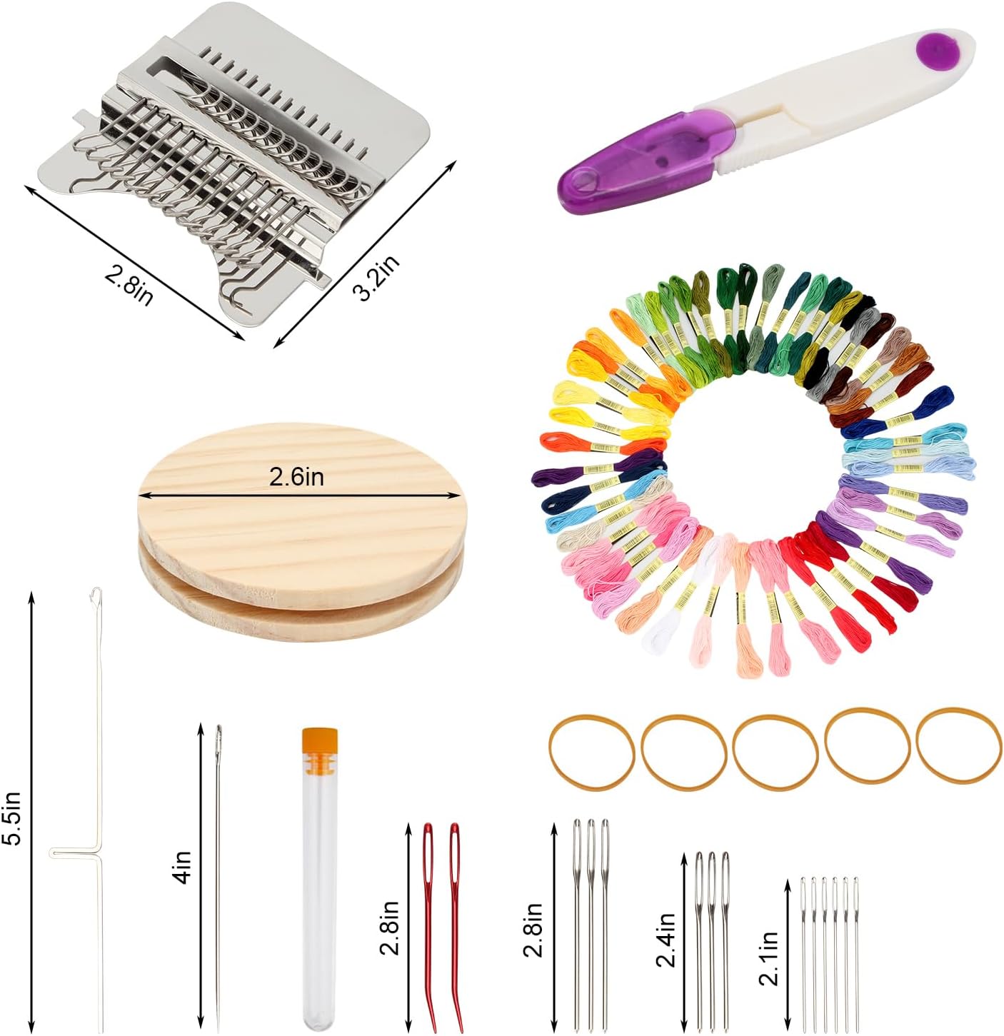 FMTYAOIU Mini Loom Speedweve Type Weave Kit,14 Hooks Small Weaving Loom,Convenient Darning Loom with 50 Color Darning Threads for Mending Clothing Jeans Socks, and DIY Fabric Repairs