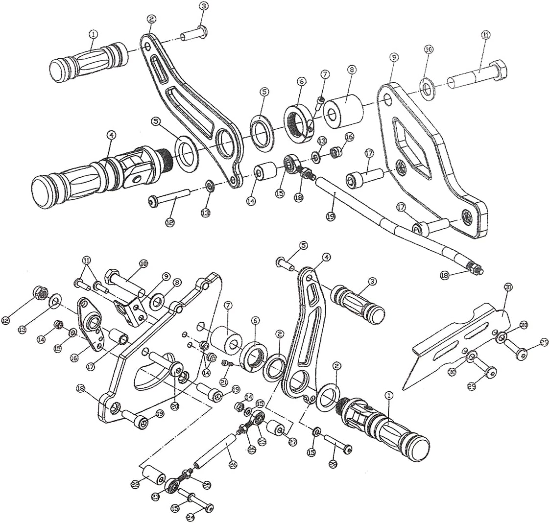 Motorcycle 4"Forward Controls Footpegs Levers Linkages Compatible with Kawasaki Vulcan 900 VN900 Classic 2006-2023