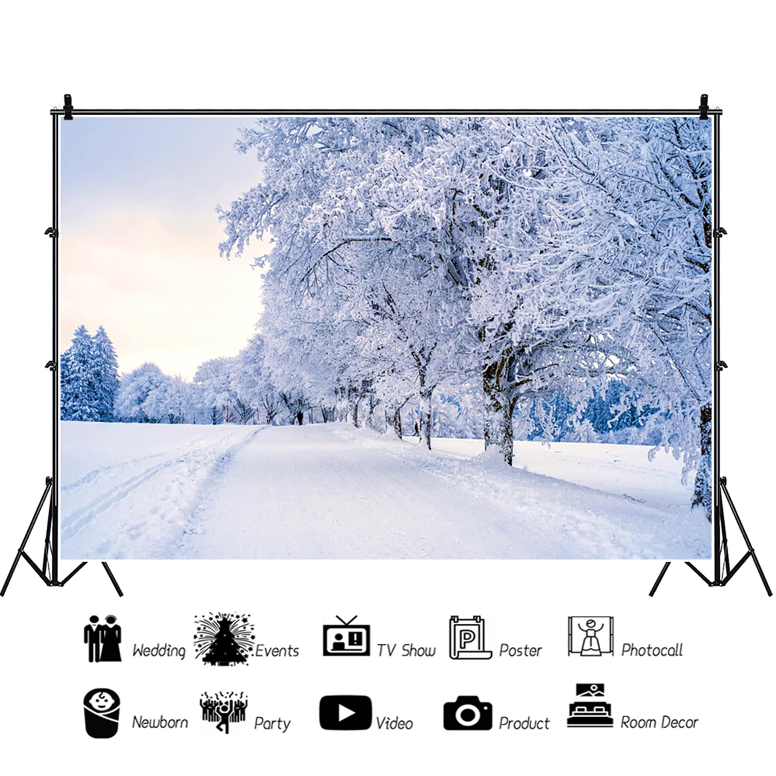 Winter Forest Landscape Photography Backdrop Snowy Christmas Pine Tree Background Natural Scene Xmas Party Decoration Banner 150x100