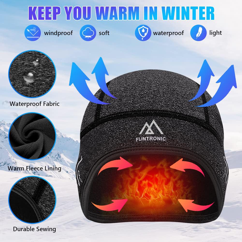 Flintronic Berretto Sottocasco Invernale da Ciclismo, Cappello da Bici Unisex per Uomo e Donna, per Sci, Corsa e Pattinaggio