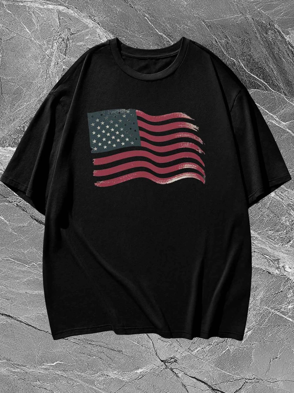 Men's T-Shirt American Flag Graphic Tees Cotton Short-Sleeve Casual Tops Patriotic Printed T-Shirt - Image 3