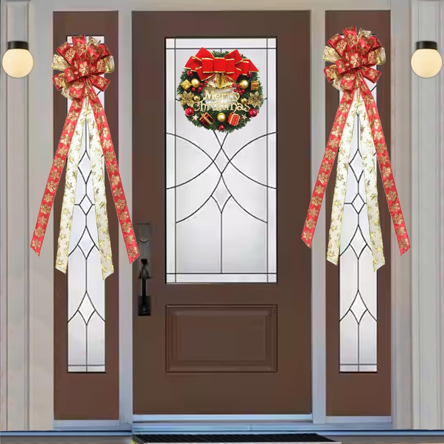 Decorations Christmas Tree Topper, Large Glittered Snow Flakes Decor Bow with Glitter Satin Streamer Christmas Ornament for Your Christmas Indoor Party Holiday Decoration & Gift, 48x13.8 Inch - Image 8