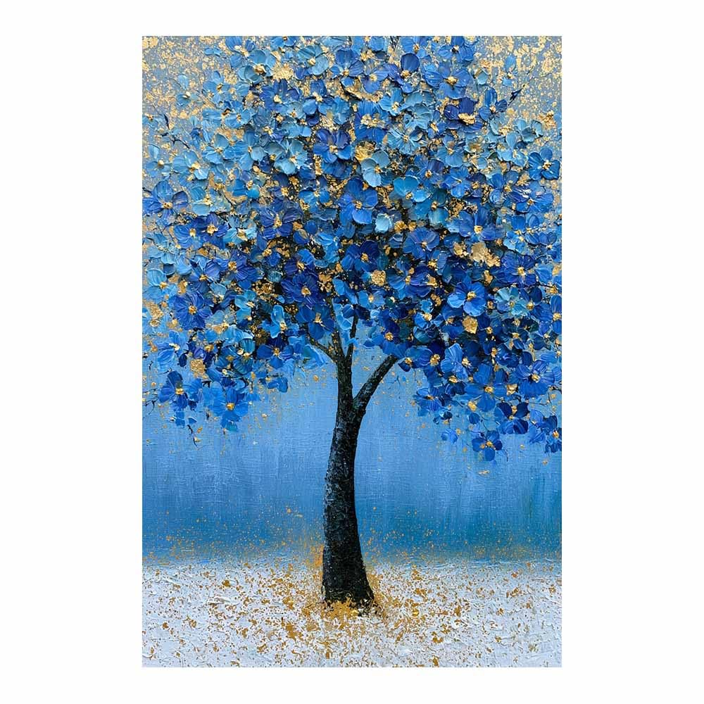 HOQIU Print Canvas Poster Decor Gold silver foliage tree canvas prints, nature wall art, for Bathroom Home Office Decor(Multicolor)-60x80cm Unframed