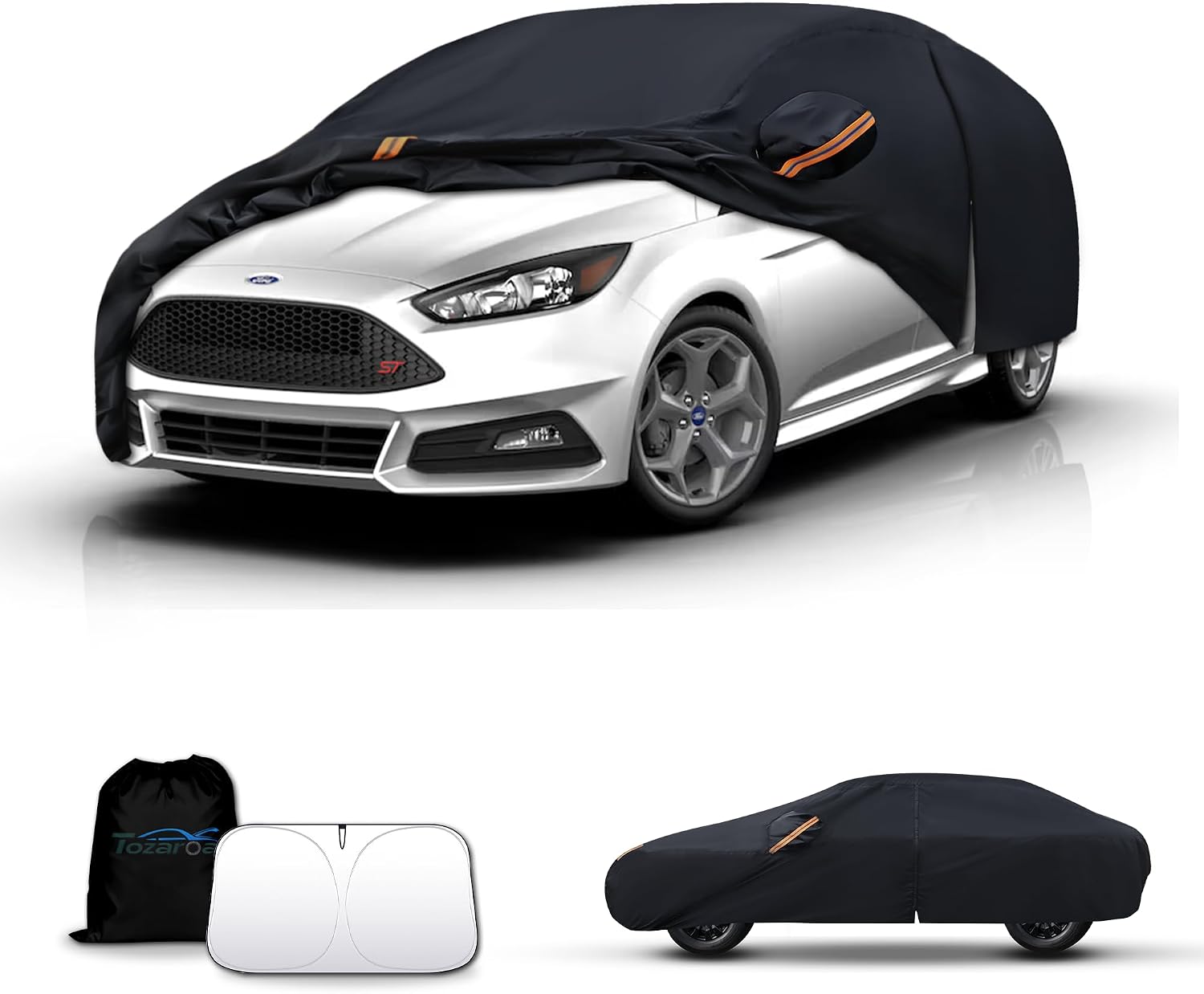 Car Cover Waterproof All-Weather,Outdoor Full Exterior Car Covers for Automobiles Hatchback(Length 164-178 inch) with Windshield Sun Shade Universal Fit VW Golf,Honda Fit,Ford Focus etc