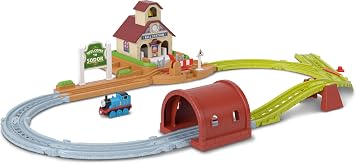 Thomas & Friends Bell Station Playset & Push-Along Thomas Toy Train | Includes 1 Engine & Track with Train-Play Details Bell, Passenger Carousel, Tunnel & Gate, by Fisher-Price