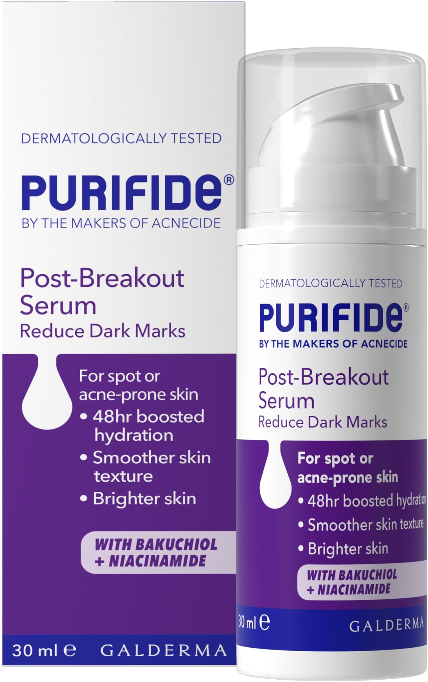 Purifide by Acnecide Post-Breakout Niacinamide Serum with Bakuchiol for Acne Prone Skin & Blemish Control 30ml