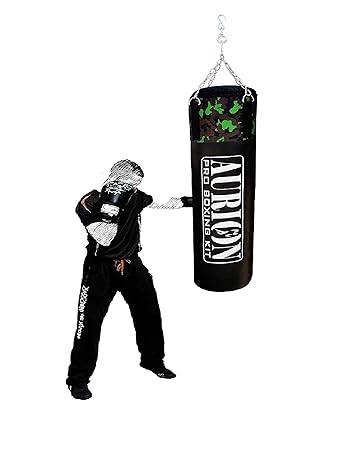 AURION Strong Synthetic Leather Punching with Hanging Chain unfilled (Heavy Bag)