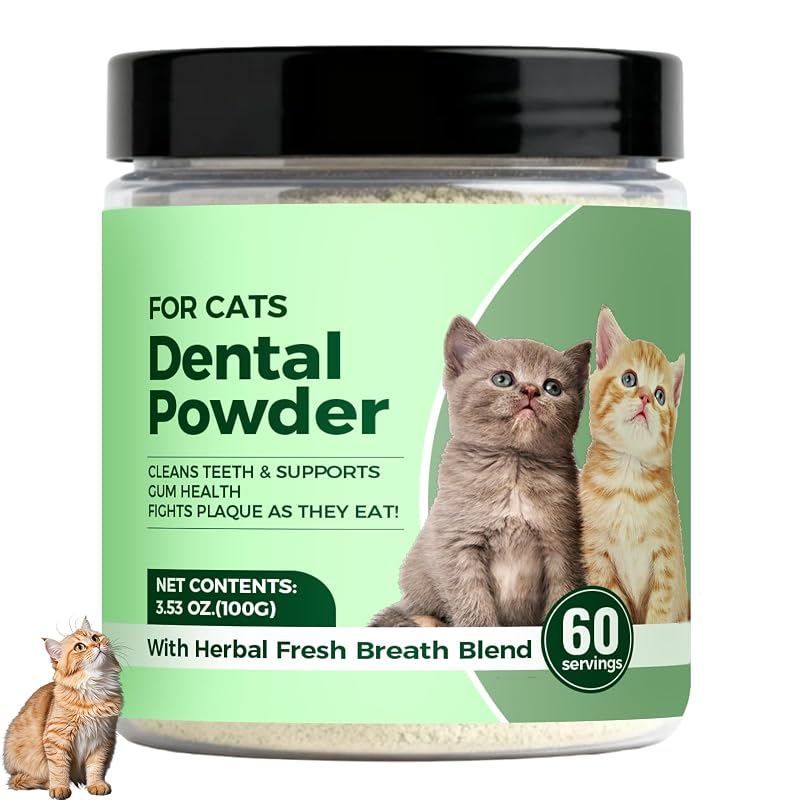Pó dental para gatos com probióticos e algas PLYNXE, 60 porções, aproximadamente 142 g