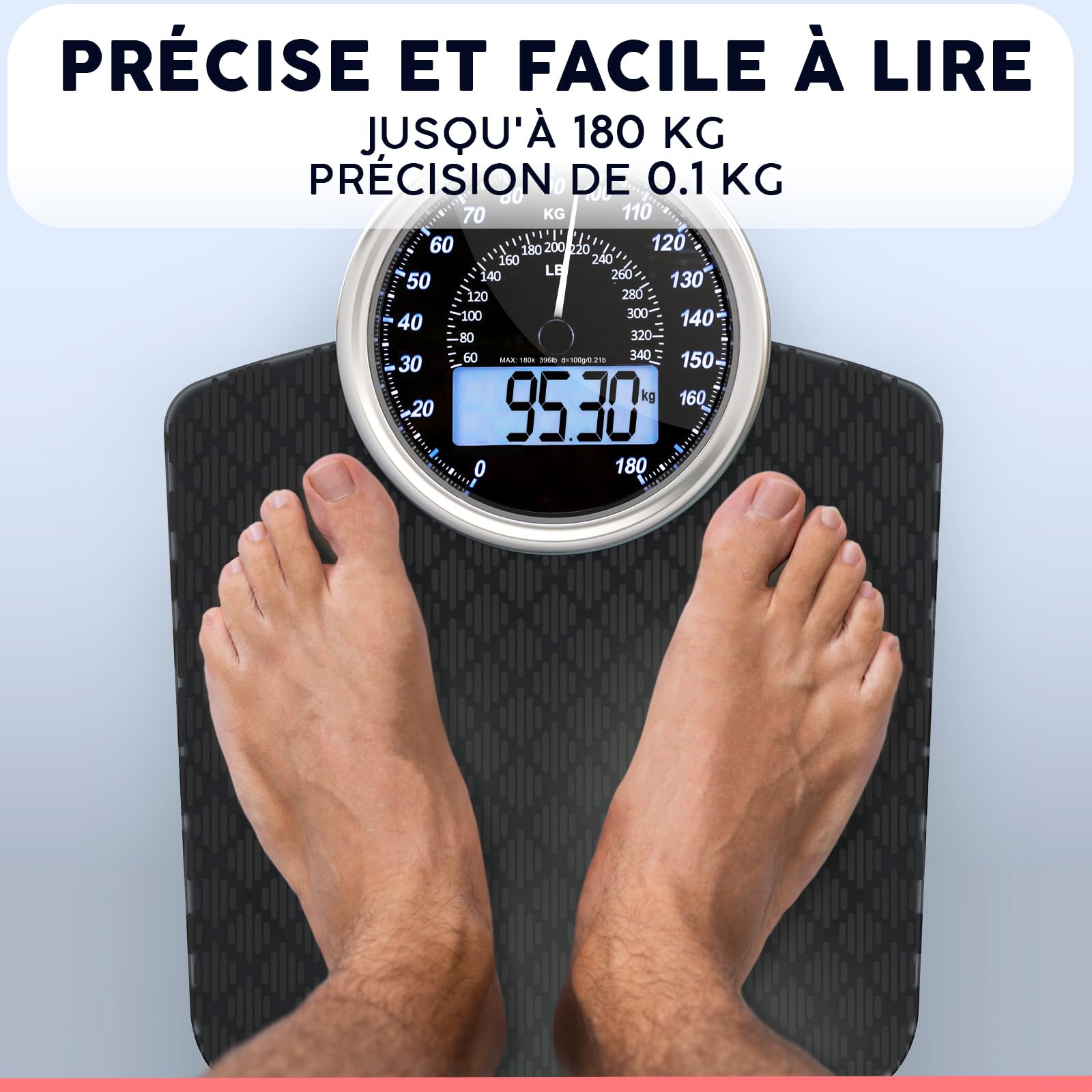 Hybrid Pèse-Personne - Analogique & Digital, Précis jusqu'à 180 kg