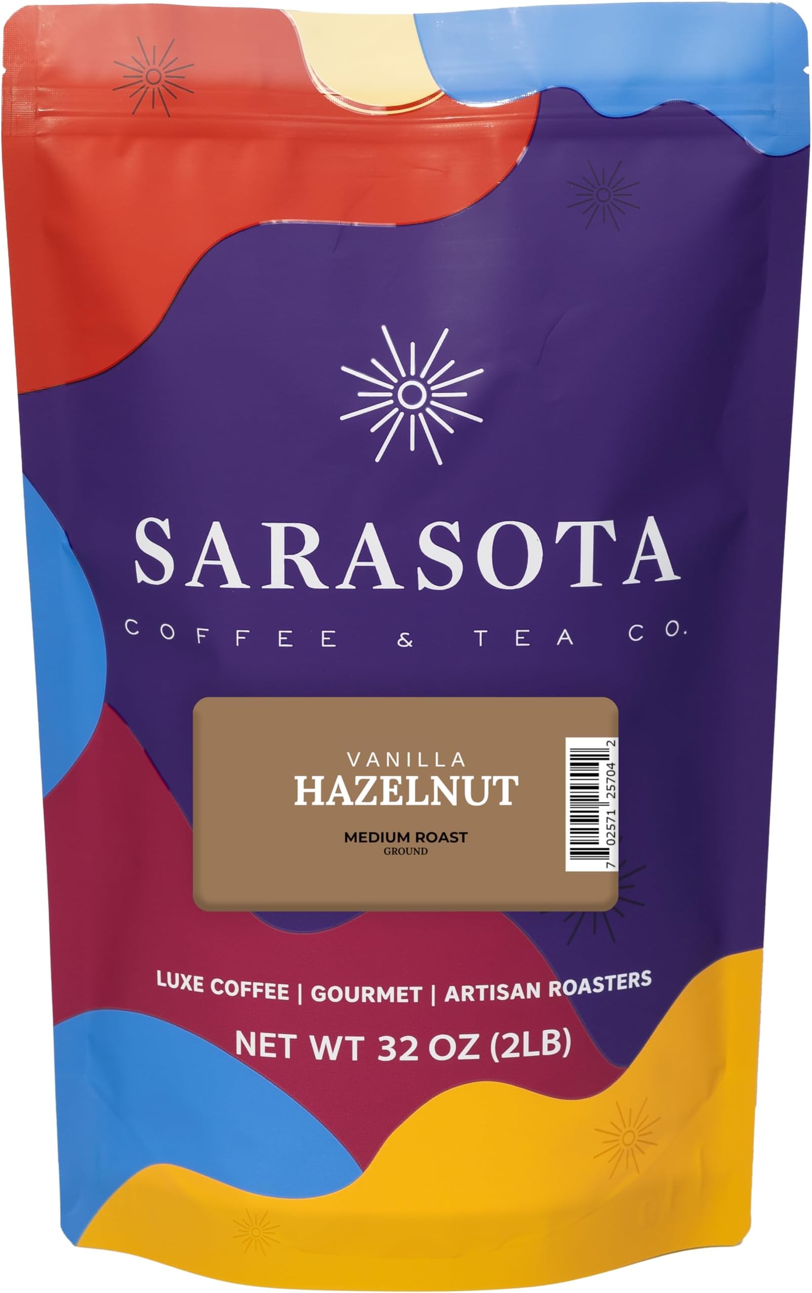 2 lb Vanilla Hazelnut Ground Coffee | Vanilla & Hazelnut Flavored Coffee Medium Roast | Bulk Sweet Nutty Flavored Ground | Specialty Grade | 32 oz