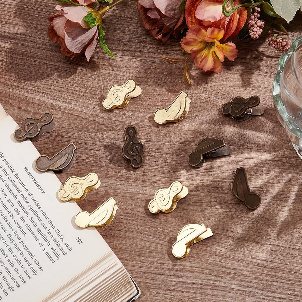 CRASPIRE 4Pcs Metal Music Note Book Clip Golden Mini Vintage Notebook Paper Page Holder Travelers Journaling Sketchbook Decorative for Readers Book Lovers School Office Files Organizer Accessories image 5