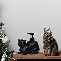Vista 7 de Dispensador de jabón líquido negro, gato de cerámica, jabón líquido de lavado recargable, jabón de manos para baño y cocina