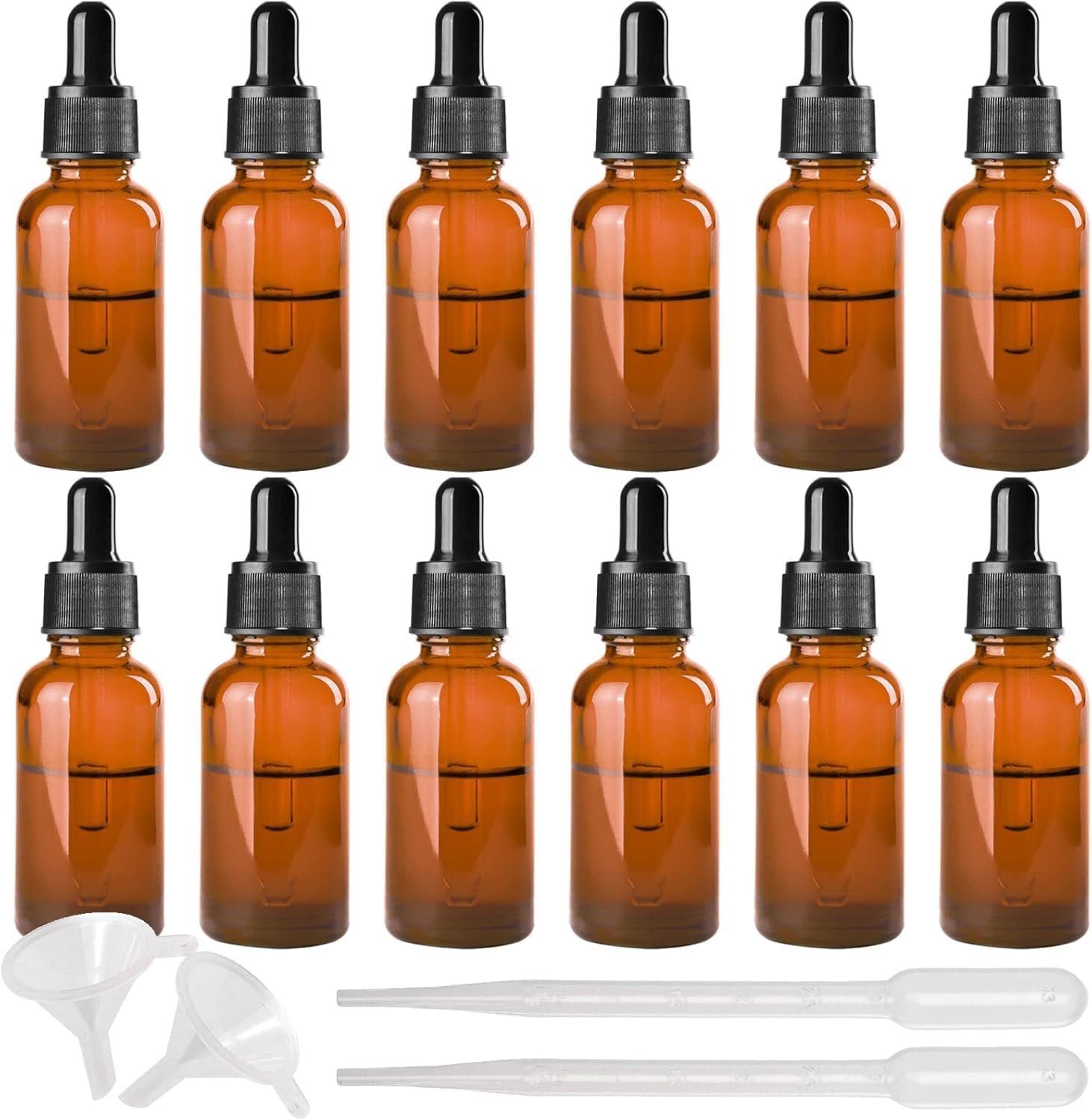 YLX 12 pezzi bottiglia di vetro contagocce bottiglia bottiglie di vetro bottiglie di olio essenziale con contagocce 30 ml (marrone)