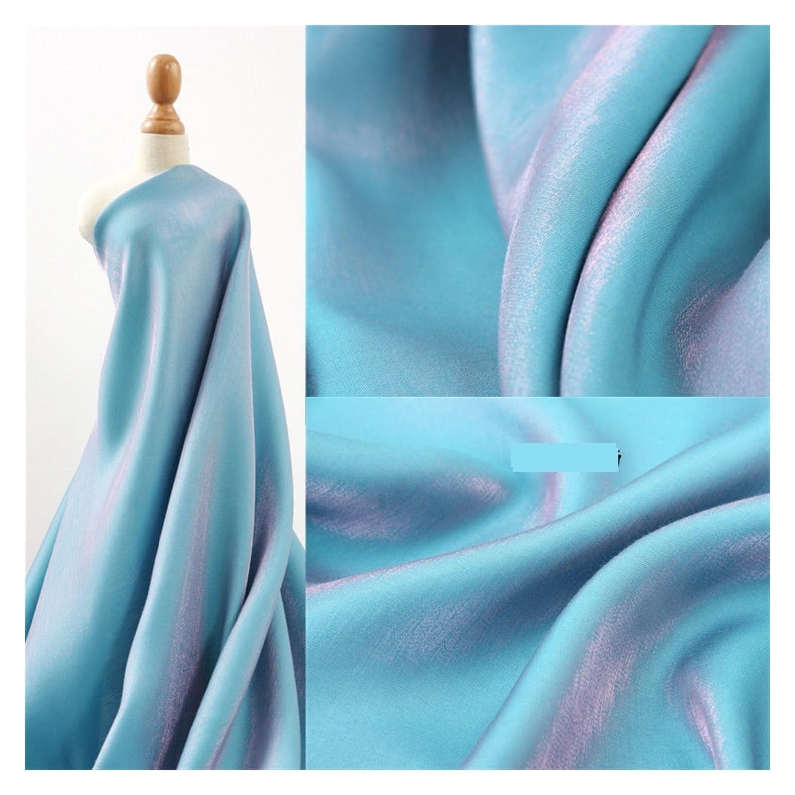 Tejido de satén sedoso líquido, Tela de satén seda esmaltada sedosa for vestido novia Hanfu, costura artesanal for bebé, 50x150cm(8)