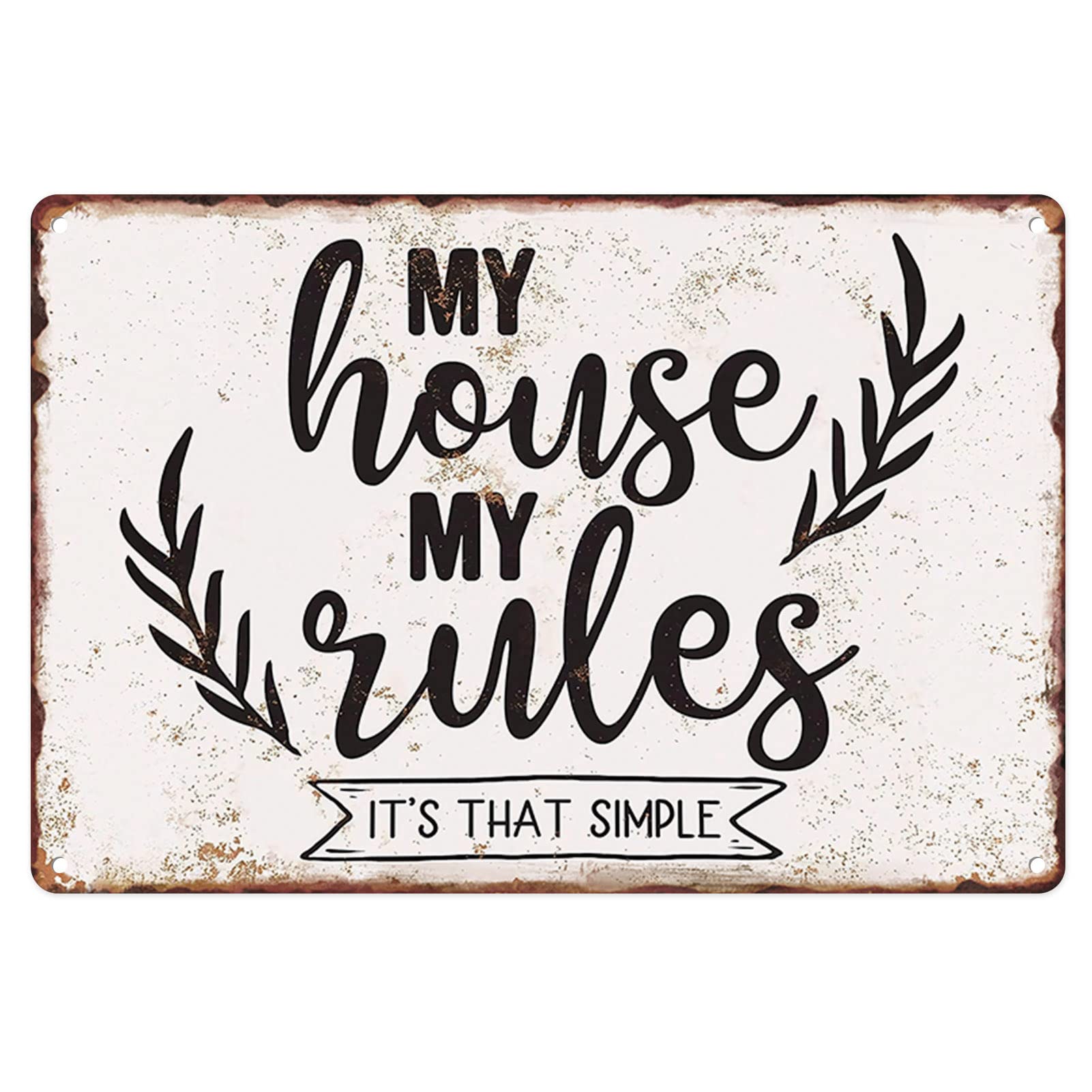 Flavas A011 Metal Tin Sign Vintage My House My Rules For Home, Living Room, Garden, Bedroom, Office, Cafe And Pub Wall Decor 12X8 Inches